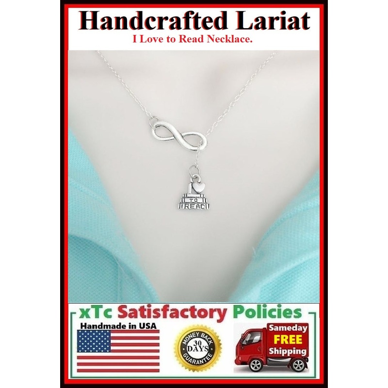 “I Love to READ” Handcrafted Necklace Lariat Style.