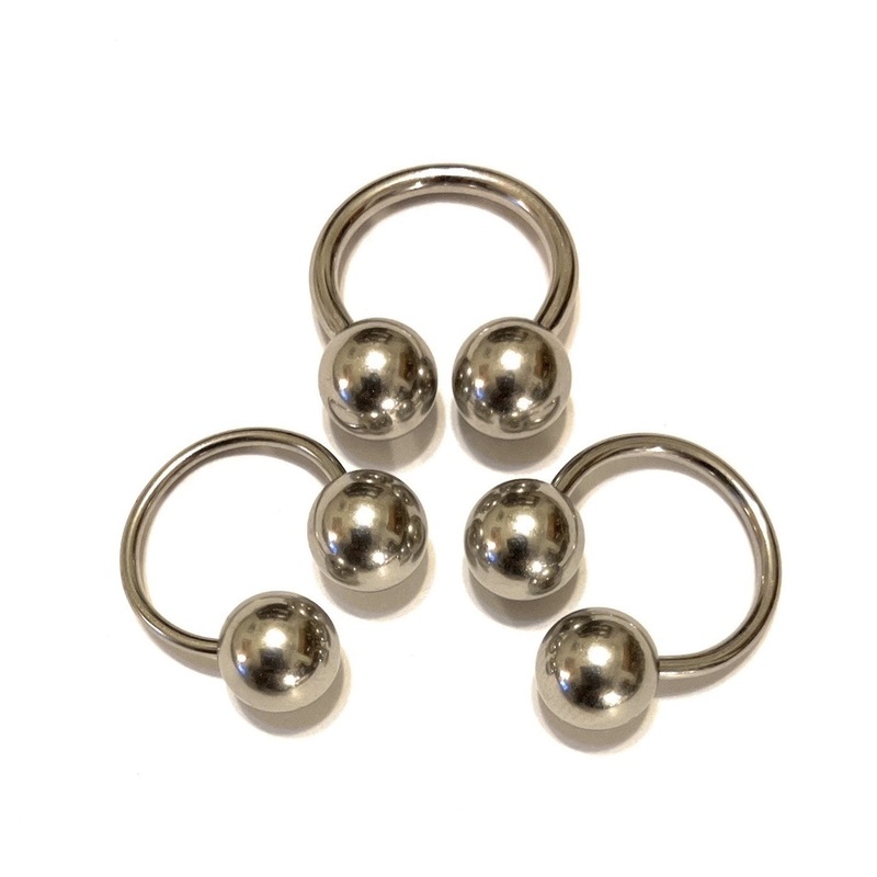 .STERILIZED Surgical Steel 14g to 10g 5/8″ Dia. with 10mm Balls PA Horseshoes. 14g