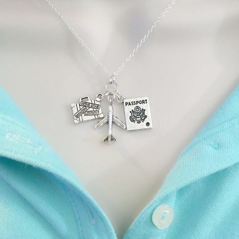 Travel, Long Distance relation, Stewardess Safe Travel Necklace.