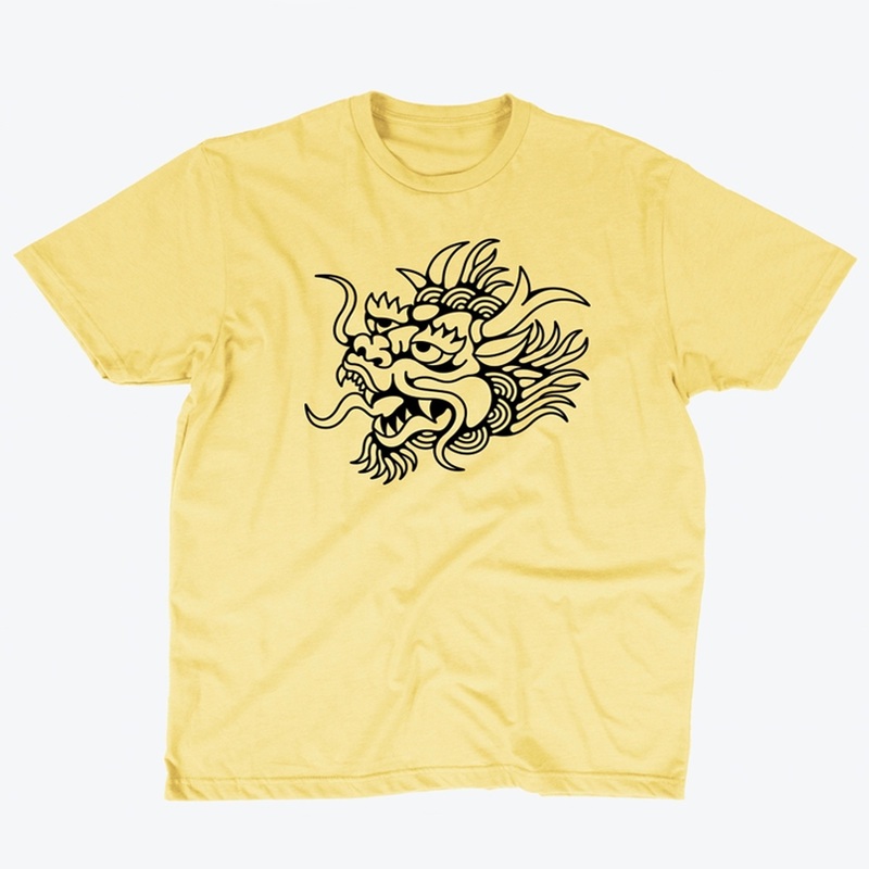 Yellow Tibetan Dragon Tee Shirt SMALL