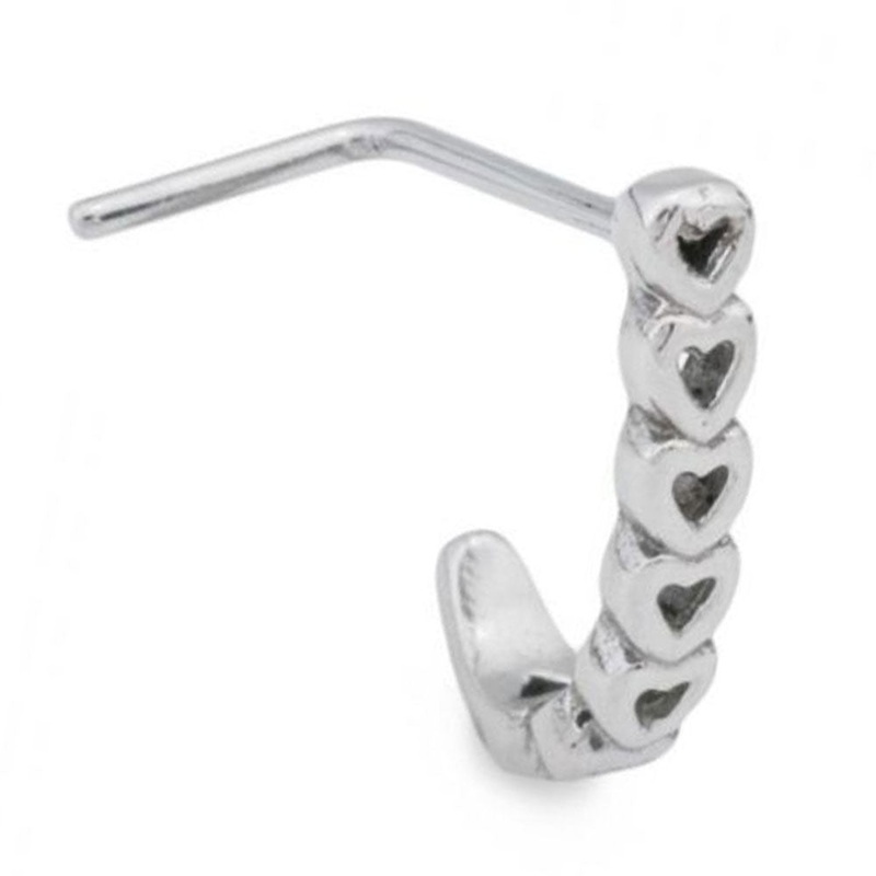 20G Heart Crawlers L Shaped Nose Studs 6mm