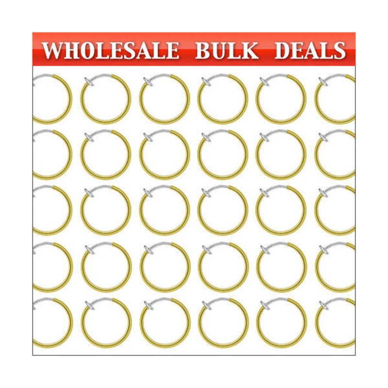 200 Rhodium Plated Non-Piercing Gold Color Spring Hoops (10mm) – Bulk27