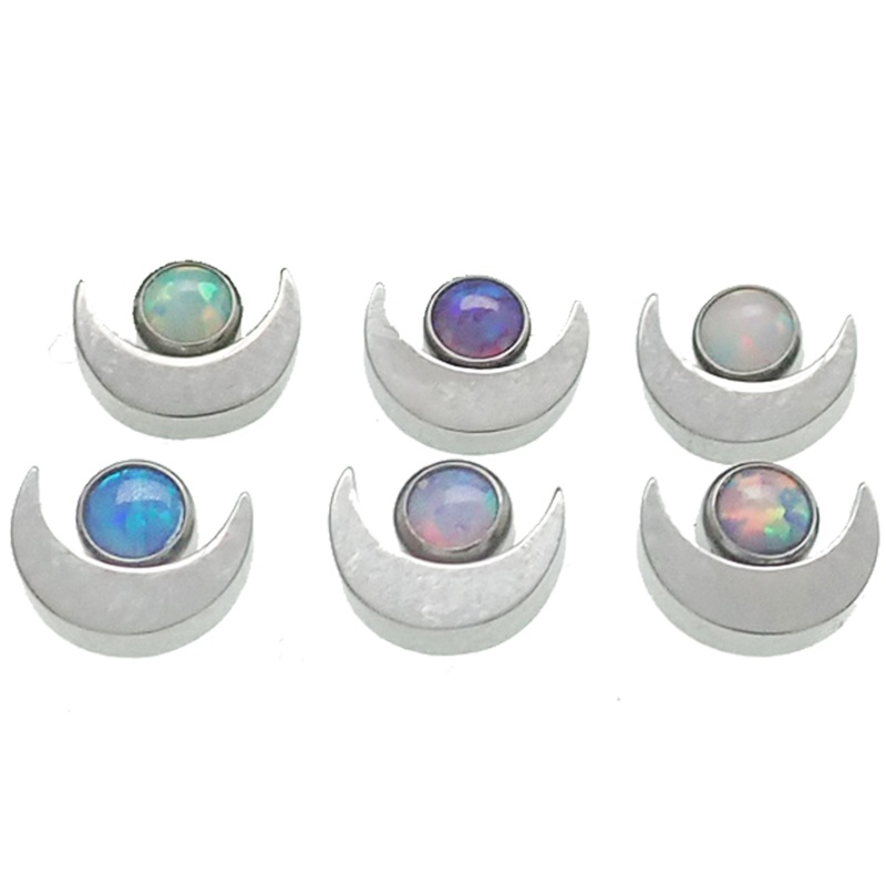 Moon Top Attachment with Opal or CZ Stones 16g TOP ONLY Bubblegum