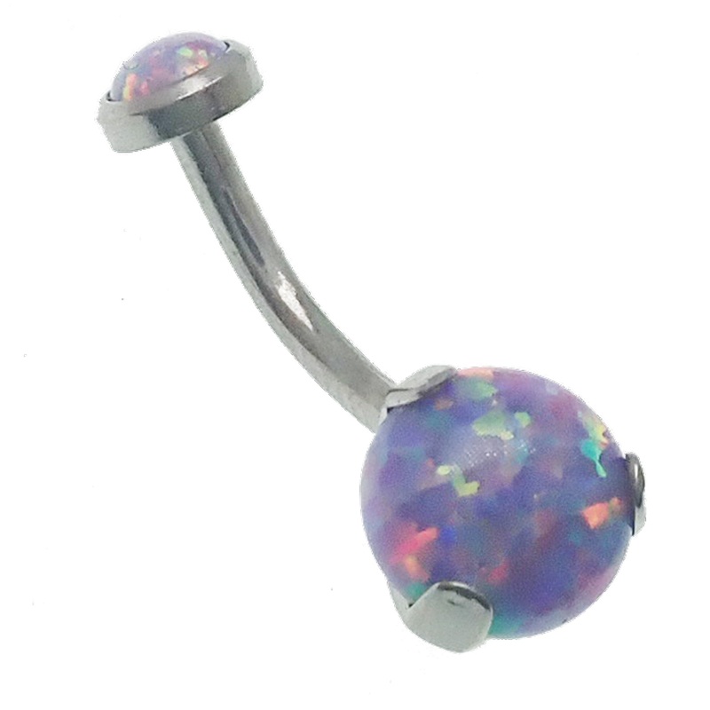 Multi Lavender Round Titanium 10mm Belly Bar 14g