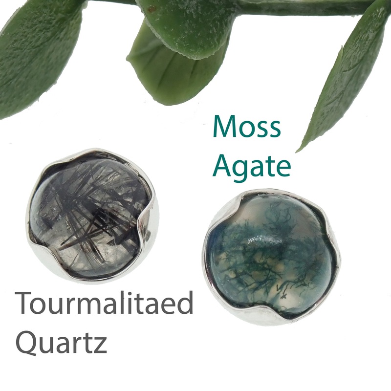 14G Natural Stone Attachment top Moss Agate