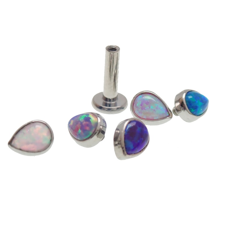 14g Teardrop Flatback/ Dermal piercing Peacock Blue 14g-6mm