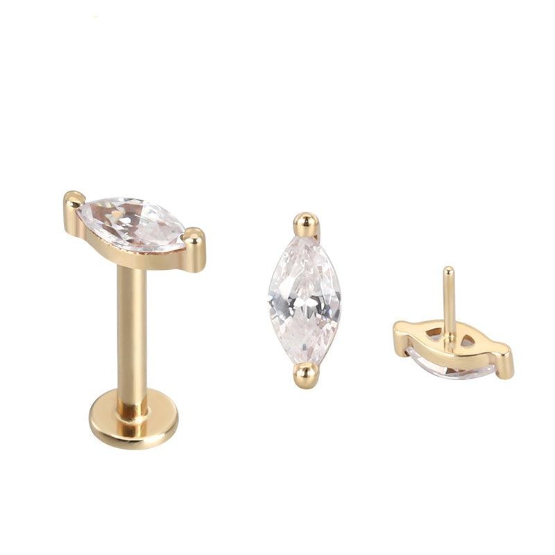 14k Oval/ Titanium Flatback Push fit Piercing 20g 6mm