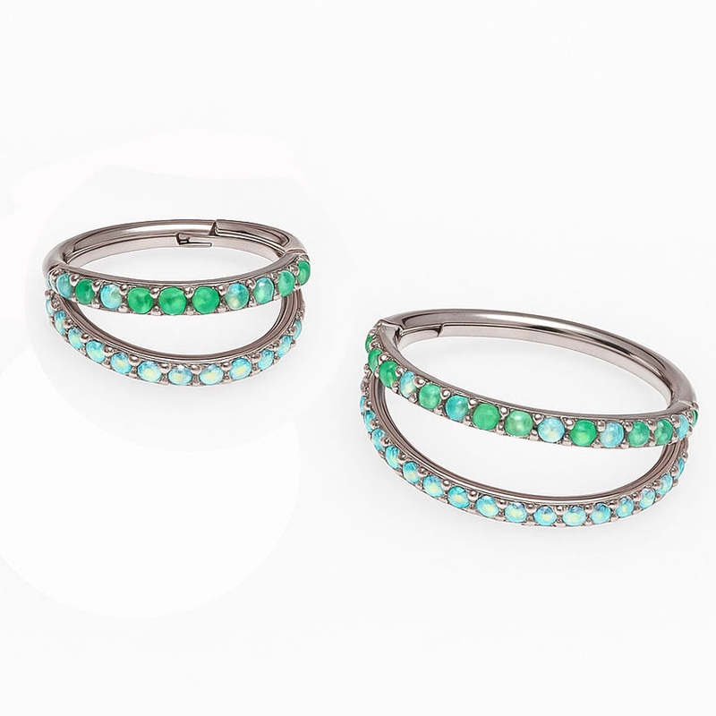 16g Titanium clicker kiwi Green Opal 8mm