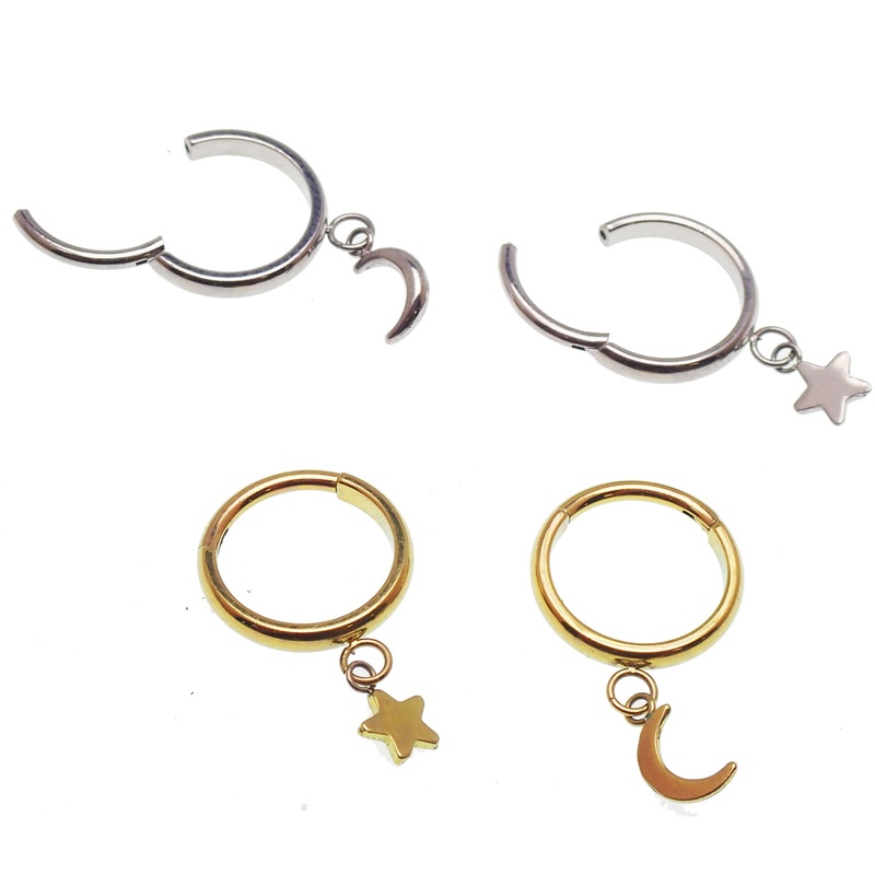 18g Moon or star Clicker Hoop with charm Moon