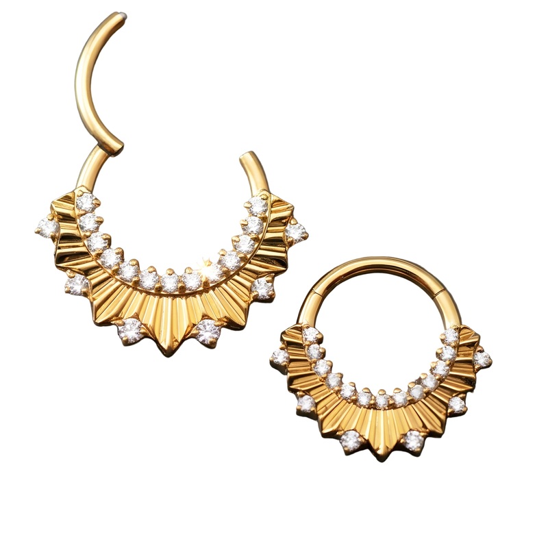 24k PVD Gold Titanium Clicker Hoop  16G (8mm & 10mm) 8mm