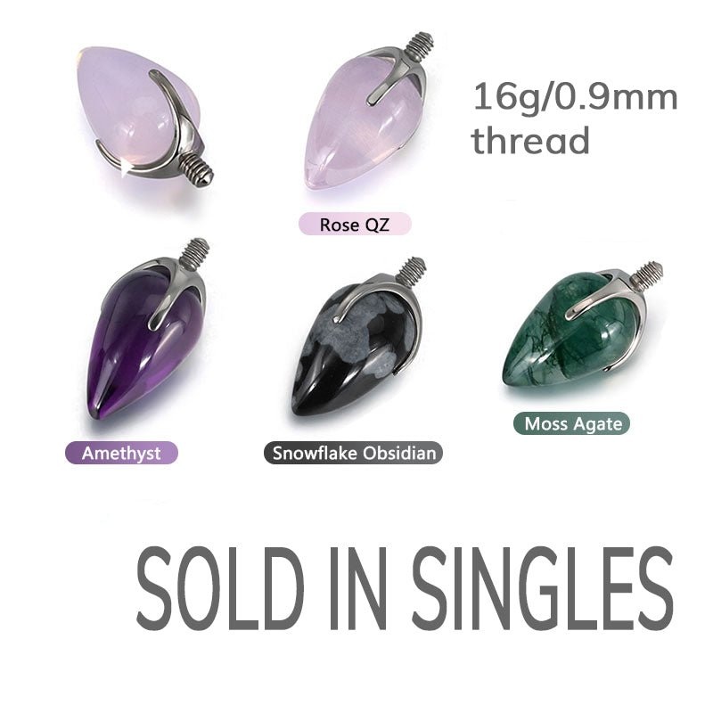 Natural stone Bullet cones 16g/0.9mm thread Amethyst
