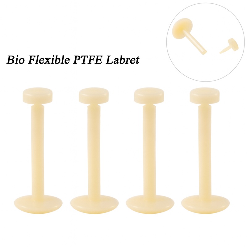 Pair Bio Flexible PTFE Labrets  Hypoallergenic Piercing Retainer 16g 6mm