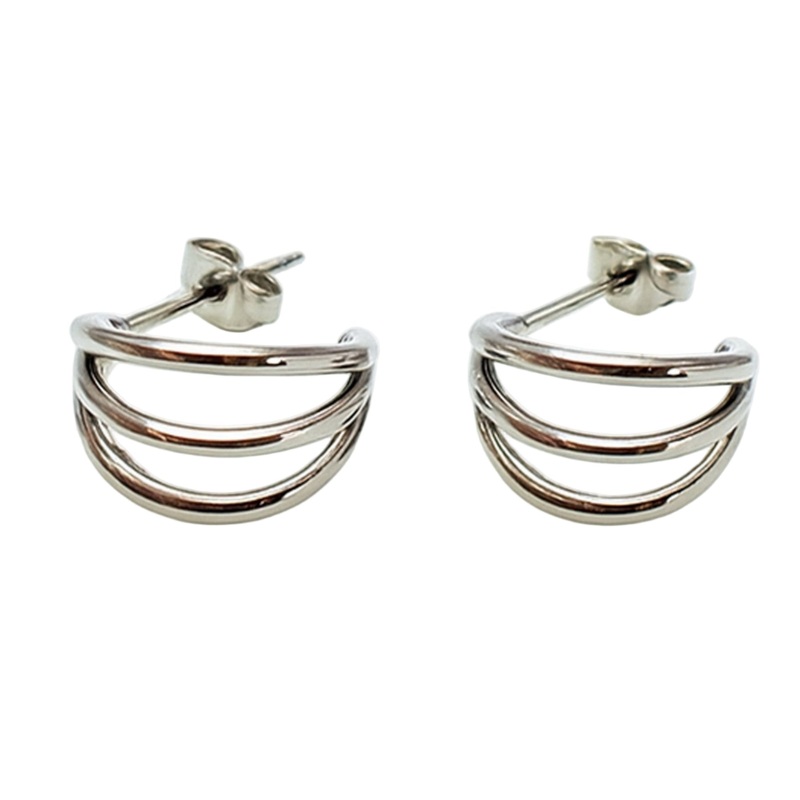 Triple Hoop Stud Earrings |Titanium Hypoallergenic Earrings